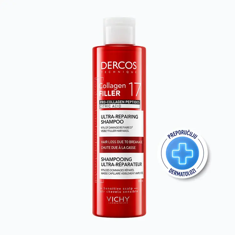Vichy Dercos Collagen 17 Filler Ultra-obnavljajući šampon, 200 ml
