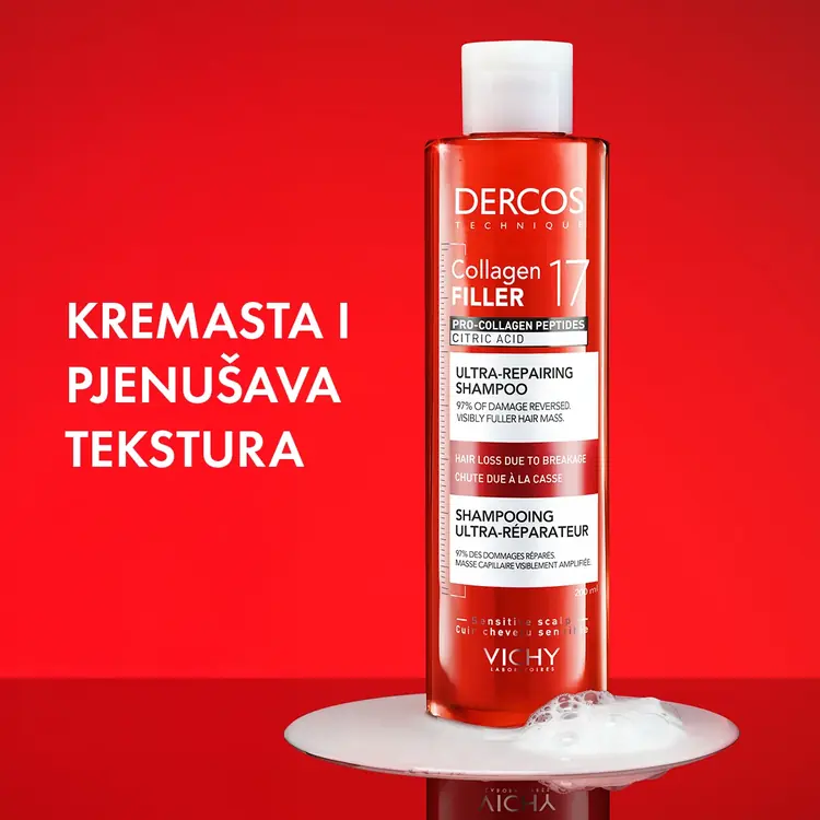 Vichy Dercos Collagen 17 Filler Ultra-obnavljajući šampon, 200 ml