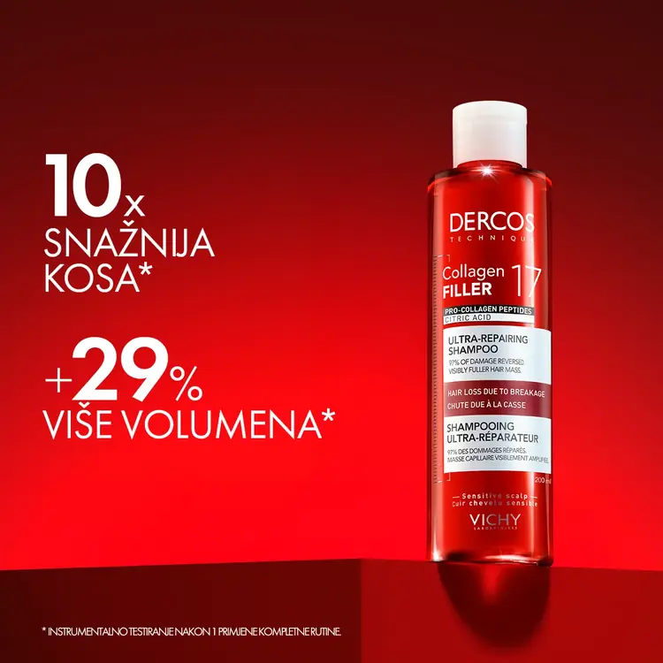 Vichy Dercos Collagen 17 Filler Ultra-obnavljajući šampon, 200 ml