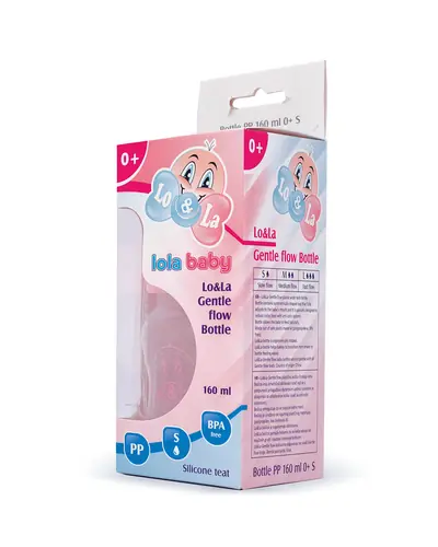 Lo&La Gentle flow bočica plastična 160ml, 0+ Roza