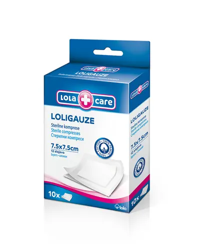 Lola Care Loligauze sterilne komprese 7,5x7,5 10 kom, 7,5x7,5cm