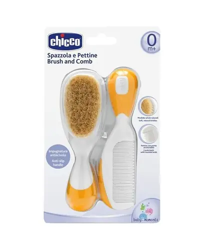 Chicco četka i češalj prirodne niti žuti 1 komad