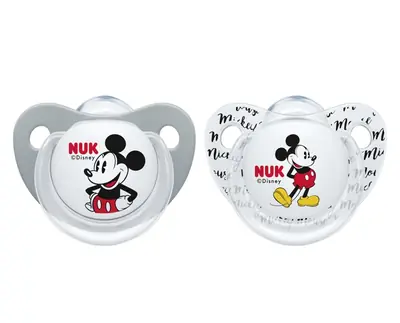 Nuk Silikonska duda Mickey, 0-6mj 2 komada