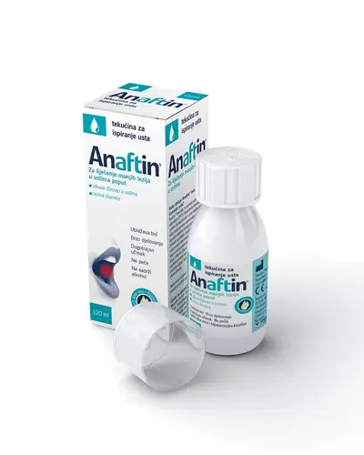 Anaftin tekućina za ispiranje usta, za liječenje manjih lezija u ustima, 120 ml