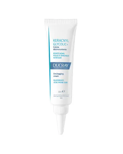 Ducray Keracnyl GLYCOLIC+ krema za odčepljivanje pora. Protiv mitesera, za kožu sklonu aknama