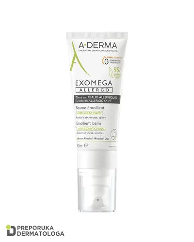 A-Derma Exomega Allergo emolijentni balzam, umanjuje suhoću i umiruje kožu 40 ml