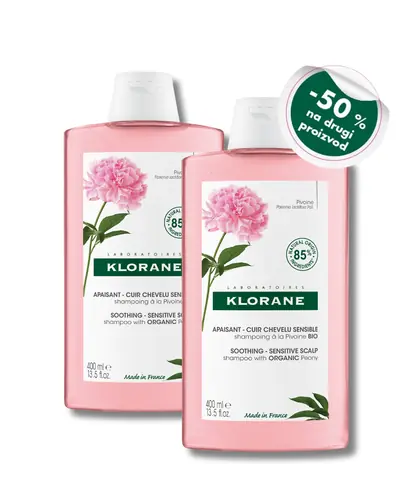 Klorane šampon s božurom, 400 ml DUO