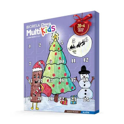 Biorela Choco Multi Kids Adventski kalendar, 20 + 4 prutića