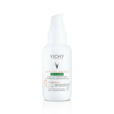 Vichy Capital Soleil UV-Clear Fluid protiv nepravilnosti SPF50+ 40 ml + Mineral 89 Booster 30 ml -PROMO