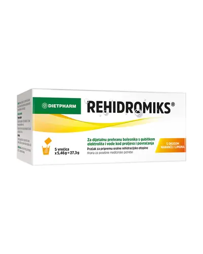 Dietpharm Rehidromiks® s okusom naranče i limuna sa sladilom, 5 vrećica