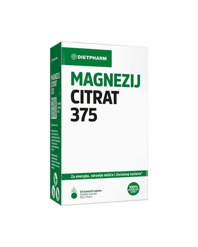 Dietpharm Magnezij citrat 375 šumeće tablete, 20 šumećih tableta