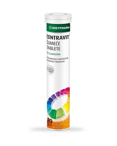 Dietpharm Centravit šumeće tablete sa vitaminima i mineralima, 20 šumećih tableta