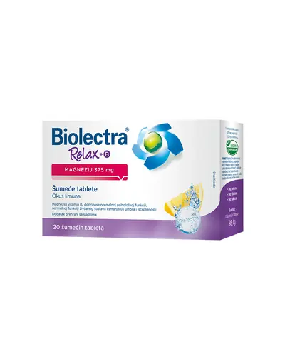 Biolectra Relax Magnezij 375 mg + B6, 20 šumećih tableta Biolectra Relax Magnezij 375 mg + B6, 20 šumećih tableta