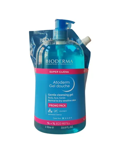 Bioderma Atoderm Gel de douche, 1000 ml + refill 1000 ml