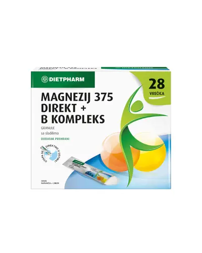 Dietpharm Magnezij 375 Direkt + B kompleks granule, 28 vrećica