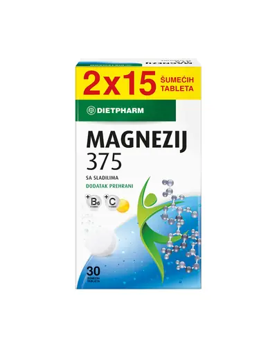 Dietpharm Magnezij 375, 2x15 šumećih tableta