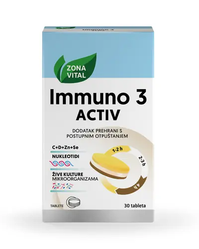 Zona Vital Immuno 3 Activ, dodatak prehrani za imunitet s postupnim otpuštanjem, 30 tableta