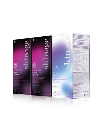 Yasenka Skinage collagen prestige 10000 + Hair Boost 2+1 PROMO, 3 x 500 ml