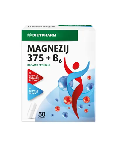 Dietpharm Magnezij 375 + B6 kapsule, 50 kapsula