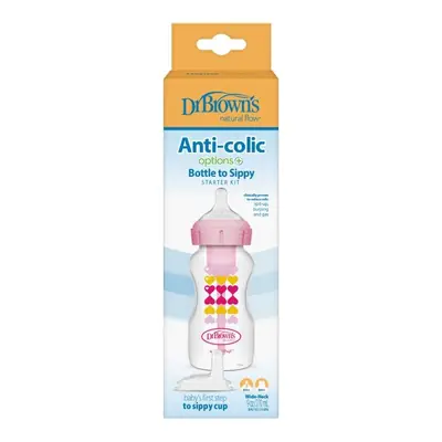 Dr. Brown's Options + Anti Colic to Sippy bočica Starter kit široko grlo, 270 ml ROZA SRCA