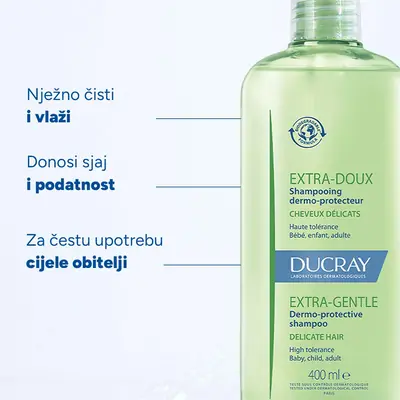 Ducray Extra-Doux dermozaštitni šampon, 400 ml-02