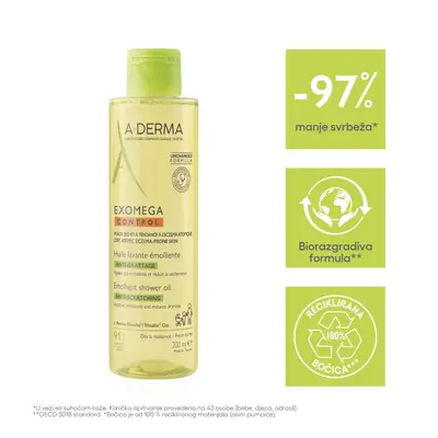 A-Derma Exomega Control emolijentno ulje za tuširanje, 200 ml