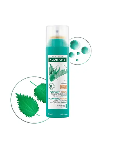 Klorane suhi šampon s koprivom i vitaminom E - za tamnu kosu, 150 ml