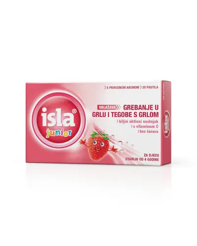 Isla junior pastile za ublažavanje grebanja i tegoba s grlom, za djecu stariju od 4 godine, 20 pastila