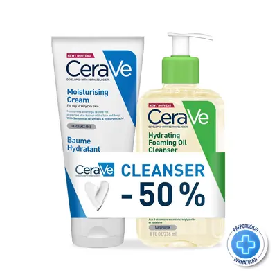 CeraVe Hidratantna krema, 177 ml + CeraVe Hidratantno ulje za čišćenje, 236 ml PROMO