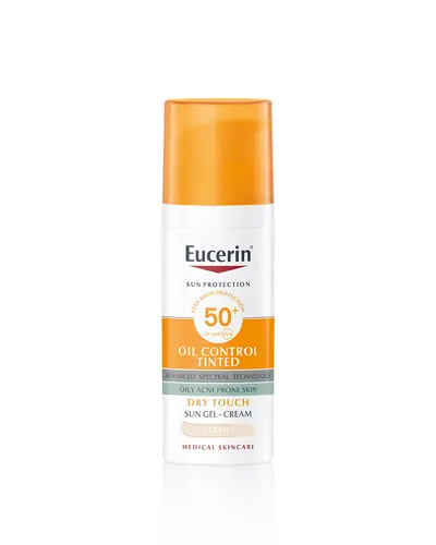 Eucerin Oil Control tinted gel krema za zaštitu kože lica od sunca, svijetla nijansa SPF 50+ 50 ml