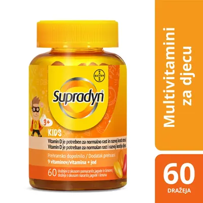 Supradyn Kids dodatak prehrani, 60 dražeja sa 9 vitamina, cinkom i jodom