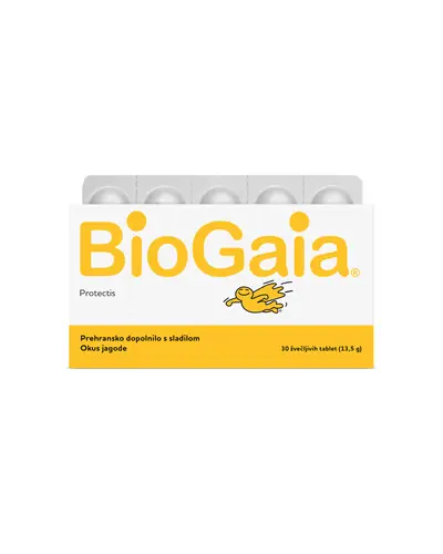 BioGaia Protectis tablete za žvakanje, okus jagode, 30 kom