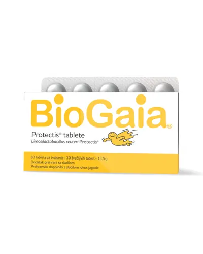 BioGaia Protectis tablete za žvakanje, okus jagode, 30 kom