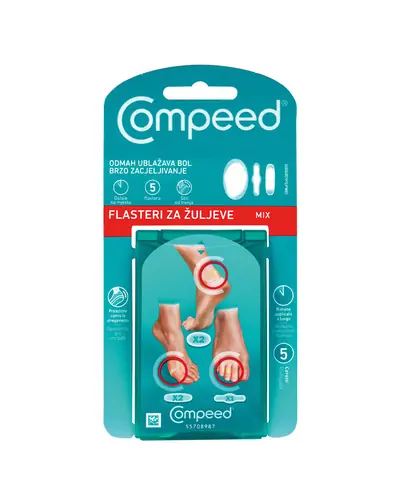 Compeed flaster za žuljeve, ublažavaju bol i potiču brzo zacjeljivanje. MIX, 5 flastera