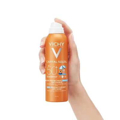 Vichy Capital Soleil Dječji sprej protiv priljepljivanja pijeska na kožu SPF 50+ 200 ml