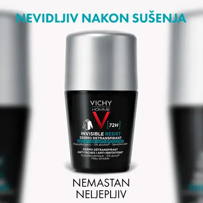Vichy Homme Dezodorans roll-on Invisible resist 72h* 50 ml