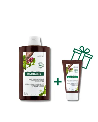 Klorane šampon s kininom i organskim runolistom, 400 ml + GRATIS Klorane balzam s kininom i organskim runolistom, 50 ml