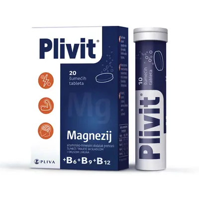 Plivit Magnezij citrat, 20 šumećih tableta za mišiće, energiju i dobru funkciju živčanog sustava