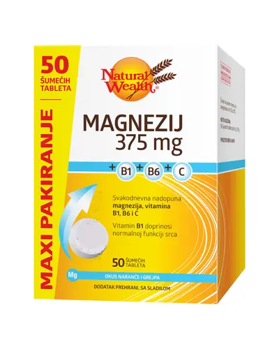 Natural Wealth Magnezij 375 mg +B1+B6+C MAXI PAKIRANJE, 50 šumećih tableta