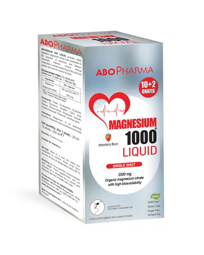 Abopharma Magnesium 1000 Liquid - okus jagode, 12 vrećica