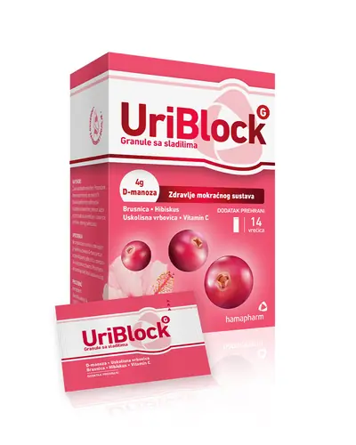 UriBlock G, granule sa sladilima za zdravlje mokraćnog sustava, 14 vrećica s 4,8 g