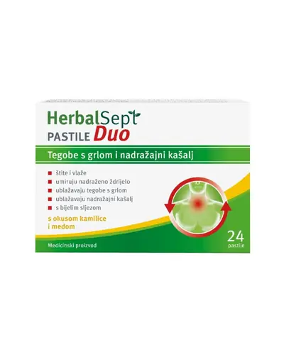 HerbalSept duo pastile s okusom kamilice i medom