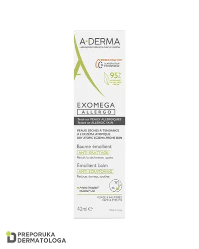 A-Derma Exomega Allergo emolijentni balzam, umanjuje suhoću i umiruje kožu 40 ml