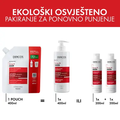 Vichy Dercos Energy+ šampon protiv opadanja kose, ECO REFILL 400ml