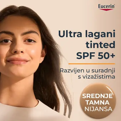 Eucerin Hydro Protect tinted fluid za zaštitu lica od sunca SPF 50+, srednje tamna nijansa, 50 ml