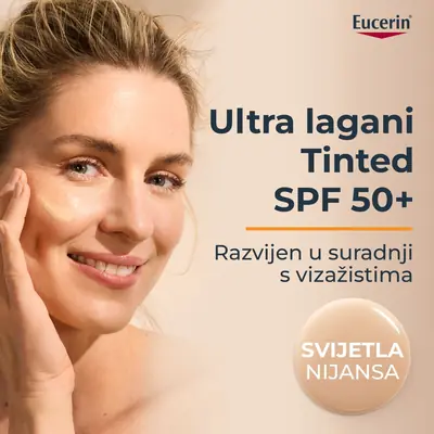 Eucerin Hydro Protect tinted fluid za zaštitu lica od sunca SPF 50+, svijetla nijansa, 50 ml