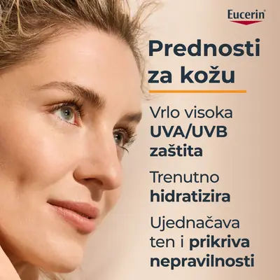 Eucerin Hydro Protect tinted fluid za zaštitu lica od sunca SPF 50+, svijetla nijansa, 50 ml