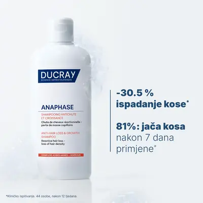 Ducray Anaphase Reactive šampon protiv ispadanja kose i za rast, 200 ml