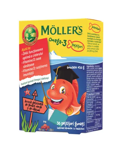 Mollers Omega 3 Ribice, okus jagode, 36 komada