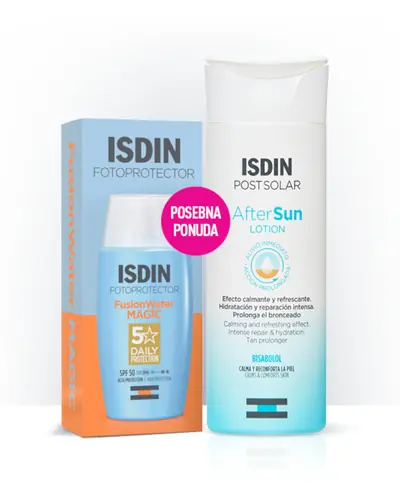 ISDIN Fotoprotector Fusion Water Magic SPF 50 (50 ml) + ISDIN After sun lotion (200 ml) - POSEBNA PONUDA
